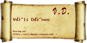 Váli Dénes névjegykártya